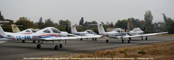 DSC_0114 Composición Diamond DA-20-CL CC-ANL, Piper PA-38-112 Tomahawk II CC-KSS &amp; CC-KSO, Beech A-45 Mentor CC-KST