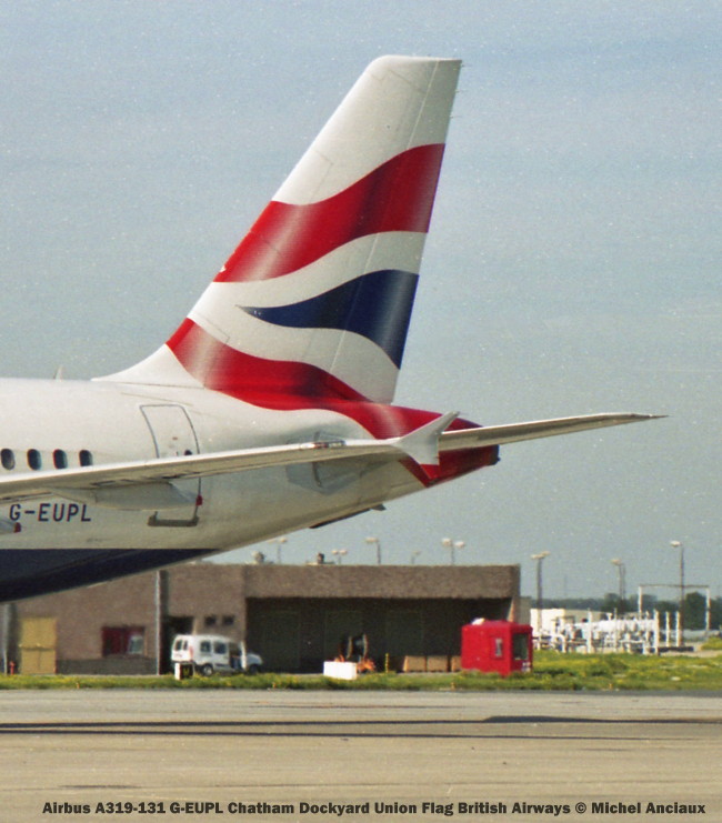 008 Airbus A319-131 G-EUPL Chatham Dockyard Union Flag British Airways © Michel Anciaux